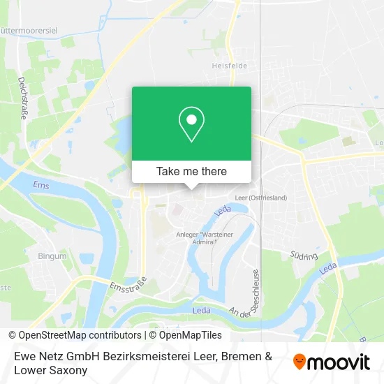 Карта Ewe Netz GmbH Bezirksmeisterei Leer