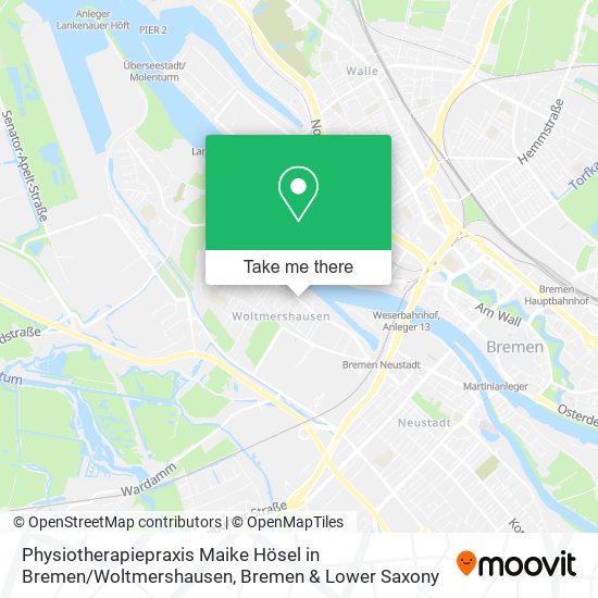 Карта Physiotherapiepraxis Maike Hösel in Bremen / Woltmershausen