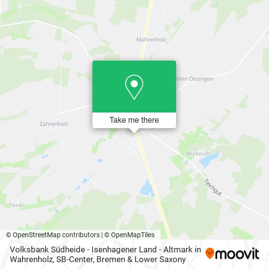 Карта Volksbank Südheide - Isenhagener Land - Altmark in Wahrenholz, SB-Center