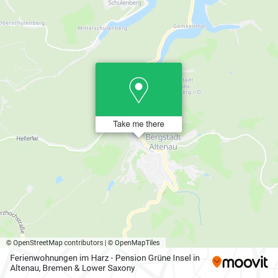 Ferienwohnungen im Harz - Pension Grüne Insel in Altenau map