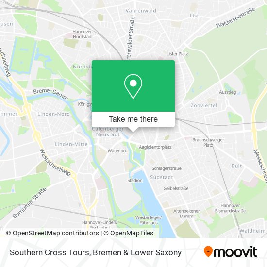 Southern Cross Tours map