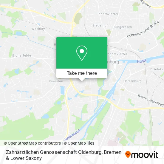 Карта Zahnärztlichen Genossenschaft Oldenburg