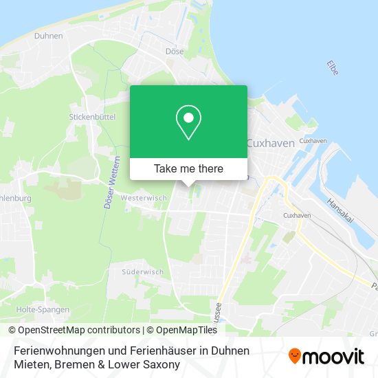 Ferienwohnungen und Ferienhäuser in Duhnen Mieten map