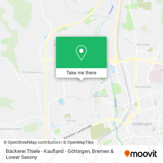 Карта Bäckerei Thiele - Kaufland - Göttingen