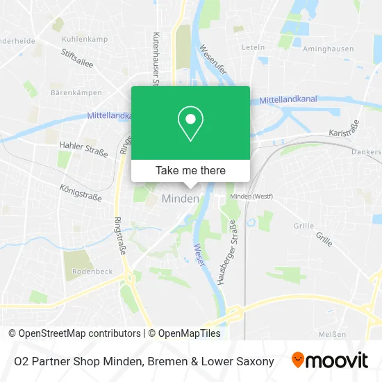 O2 Partner Shop Minden map