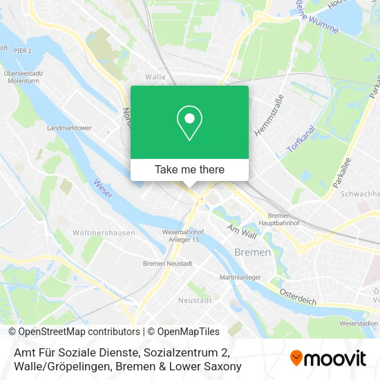 Карта Amt Für Soziale Dienste, Sozialzentrum 2, Walle / Gröpelingen