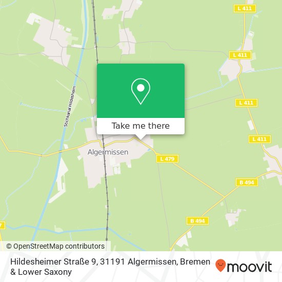 Карта Hildesheimer Straße 9, 31191 Algermissen