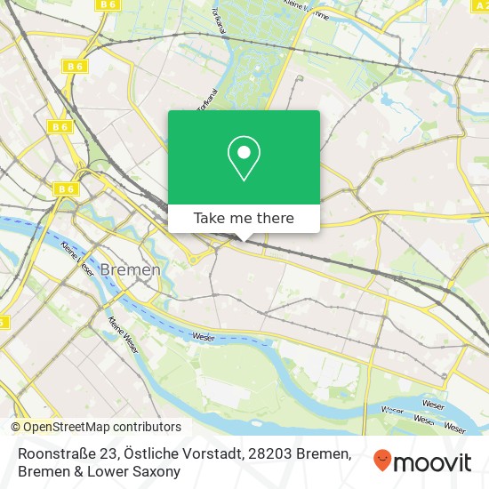 Карта Roonstraße 23, Östliche Vorstadt, 28203 Bremen