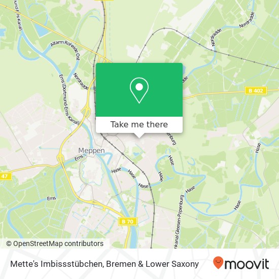 Карта Mette's Imbissstübchen, Bokeloher Straße 54 49716 Meppen