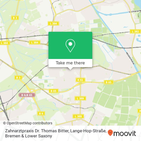 Карта Zahnarztpraxis Dr. Thomas Bitter, Lange-Hop-Straße