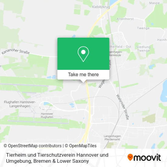 Карта Tierheim und Tierschutzverein Hannover und Umgebung