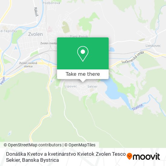 Donáška Kvetov a kvetinárstvo Kvietok Zvolen Tesco Sekier map