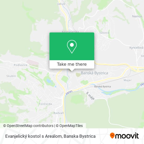 Evanjelický kostol s Areálom map