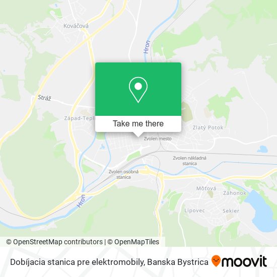 Dobíjacia stanica pre elektromobily map