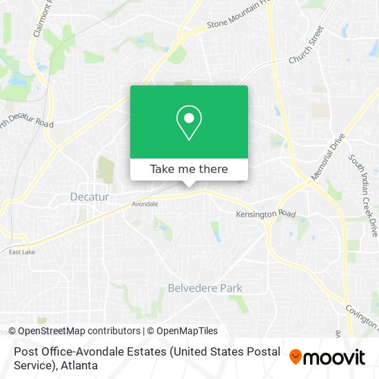 Post Office-Avondale Estates (United States Postal Service) map