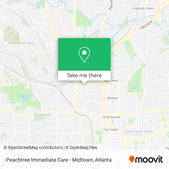 Mapa de Peachtree Immediate Care - Midtown