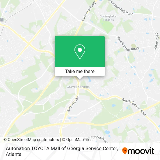 Mapa de Autonation TOYOTA Mall of Georgia Service Center