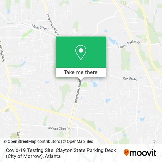 Covid-19 Testing Site: Clayton State Parking Deck (City of Morrow) map