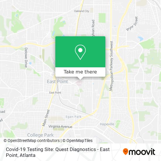 Mapa de Covid-19 Testing Site: Quest Diagnostics - East Point