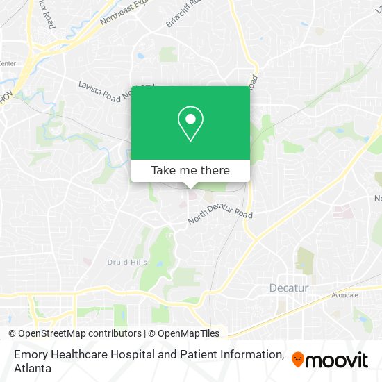 Mapa de Emory Healthcare Hospital and Patient Information