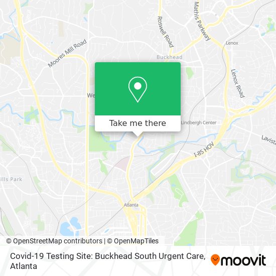 Mapa de Covid-19 Testing Site: Buckhead South Urgent Care