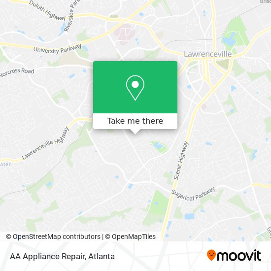 AA Appliance Repair map