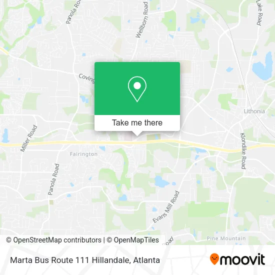 Marta Bus Route 111 Hillandale map