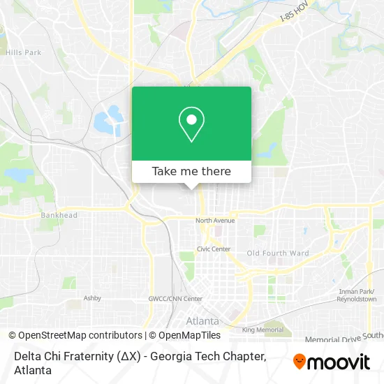 Delta Chi Fraternity (ΔΧ) - Georgia Tech Chapter map