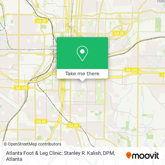 Mapa de Atlanta Foot & Leg Clinic: Stanley R. Kalish, DPM