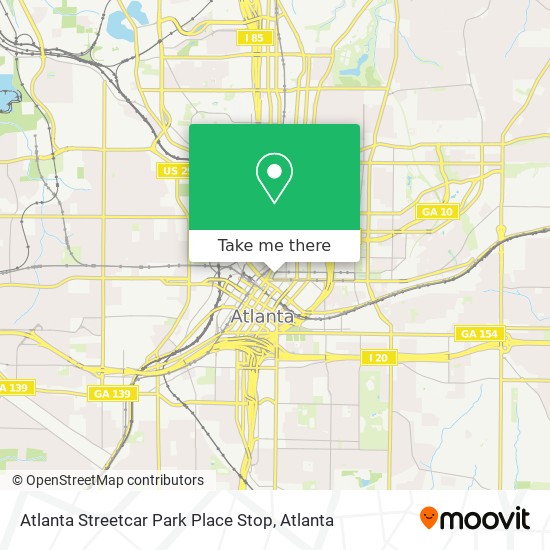 Atlanta Streetcar Park Place Stop map