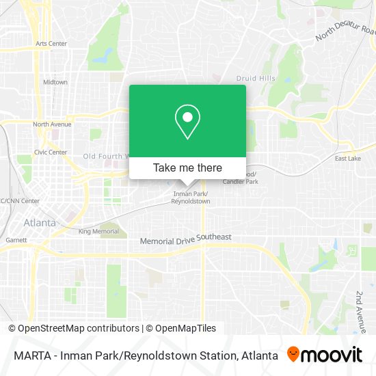 Mapa de MARTA - Inman Park / Reynoldstown Station