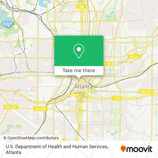 U.S. Department of Health and Human Services map