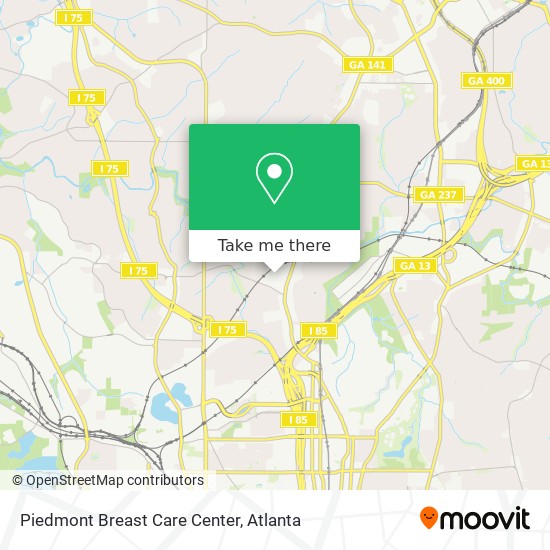 Piedmont Breast Care Center map