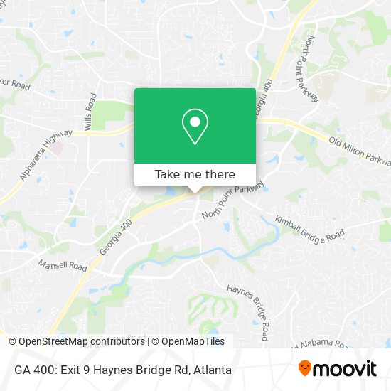 Mapa de GA 400: Exit 9 Haynes Bridge Rd