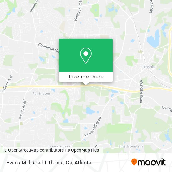 Mapa de Evans Mill Road Lithonia, Ga