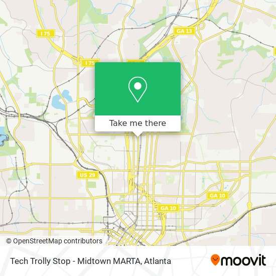 Tech Trolly Stop - Midtown MARTA map