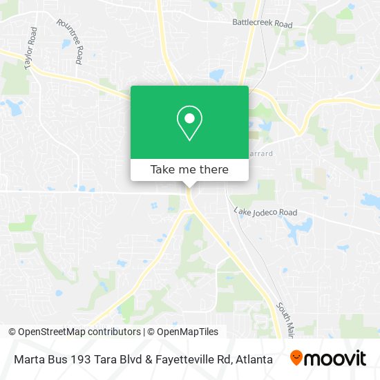 Mapa de Marta Bus 193 Tara Blvd & Fayetteville Rd