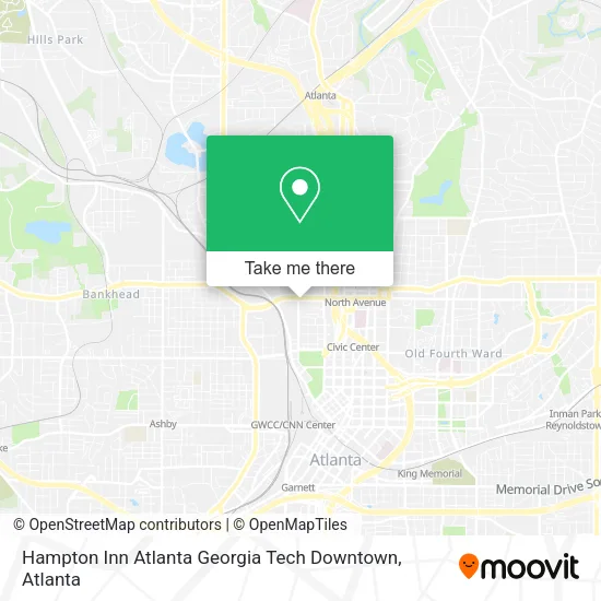 Mapa de Hampton Inn Atlanta Georgia Tech Downtown