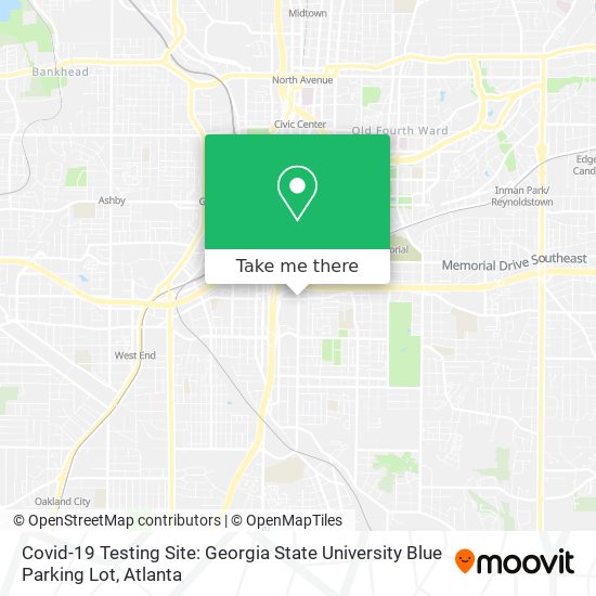 Covid-19 Testing Site: Georgia State University Blue Parking Lot map