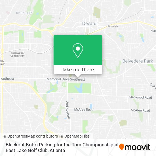 Blackout Bob's Parking for the Tour Championship at East Lake Golf Club map