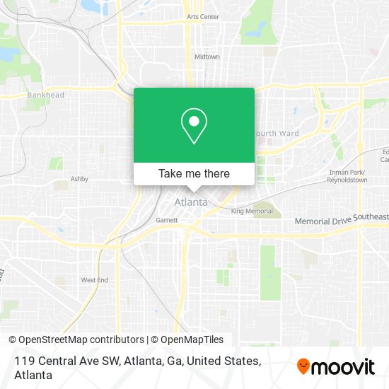 119 Central Ave SW, Atlanta, Ga, United States map