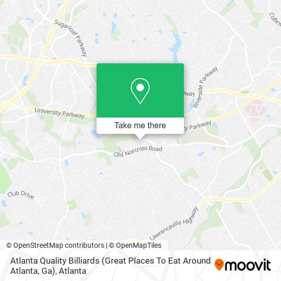 Atlanta Quality Billiards (Great Places To Eat Around Atlanta, Ga) map
