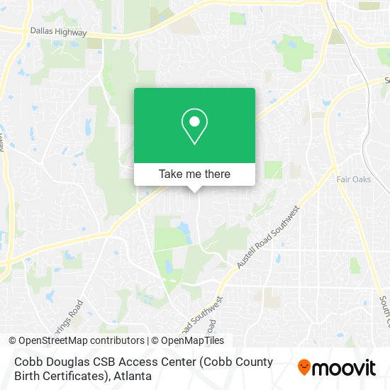 Cobb Douglas CSB Access Center (Cobb County Birth Certificates) map