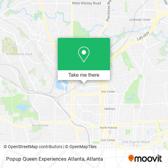 Mapa de Popup Queen Experiences Atlanta