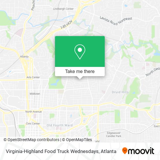 Mapa de Virginia-Highland Food Truck Wednesdays