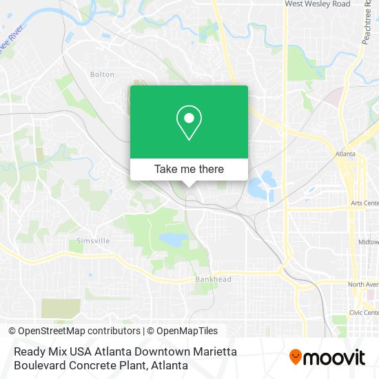 Mapa de Ready Mix USA Atlanta Downtown Marietta Boulevard Concrete Plant