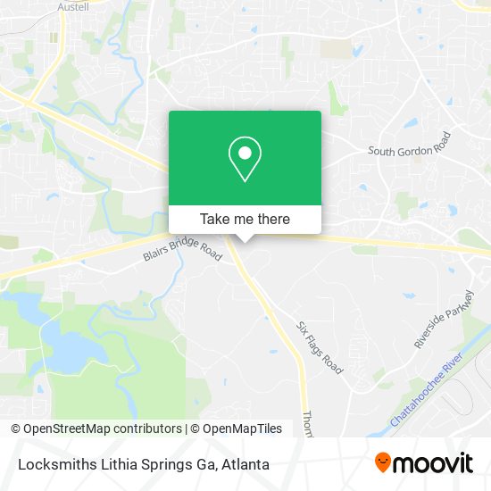 Mapa de Locksmiths Lithia Springs Ga