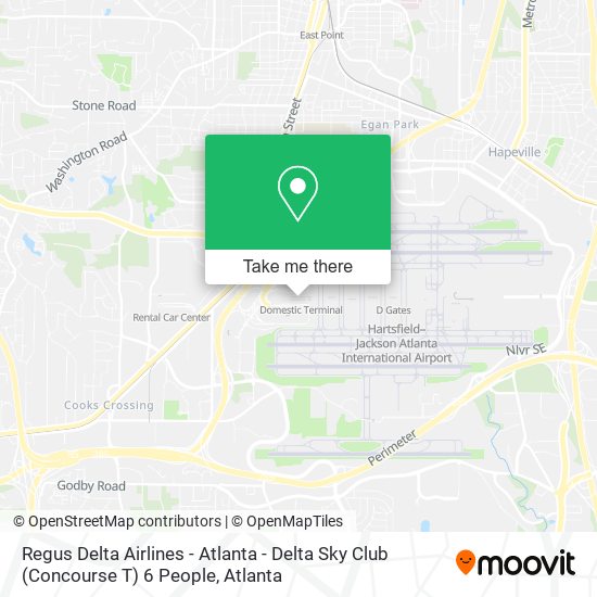 Regus Delta Airlines - Atlanta - Delta Sky Club (Concourse T) 6 People map