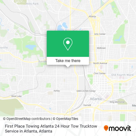 First Place Towing Atlanta 24 Hour Tow Trucktow Service in Atlanta map