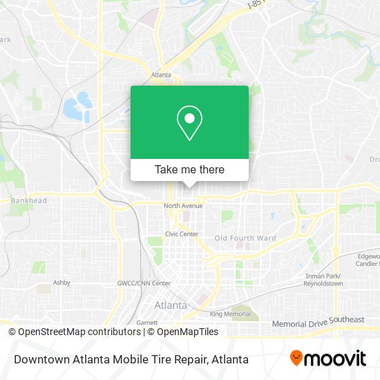 Downtown Atlanta Mobile Tire Repair map
